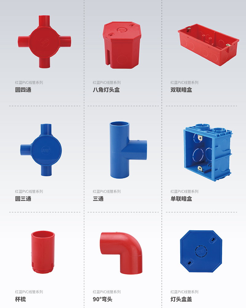龍勝紅藍白PVC電路管路系統(tǒng)