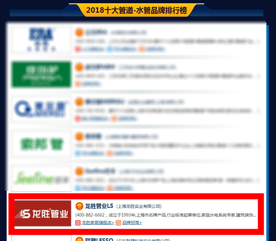 守品質(zhì)筑輝煌，龍勝管業(yè)榮獲“2018水管十大品牌”
